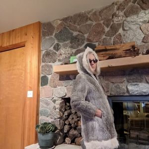 Custom made , genuine rabbit fur jacket